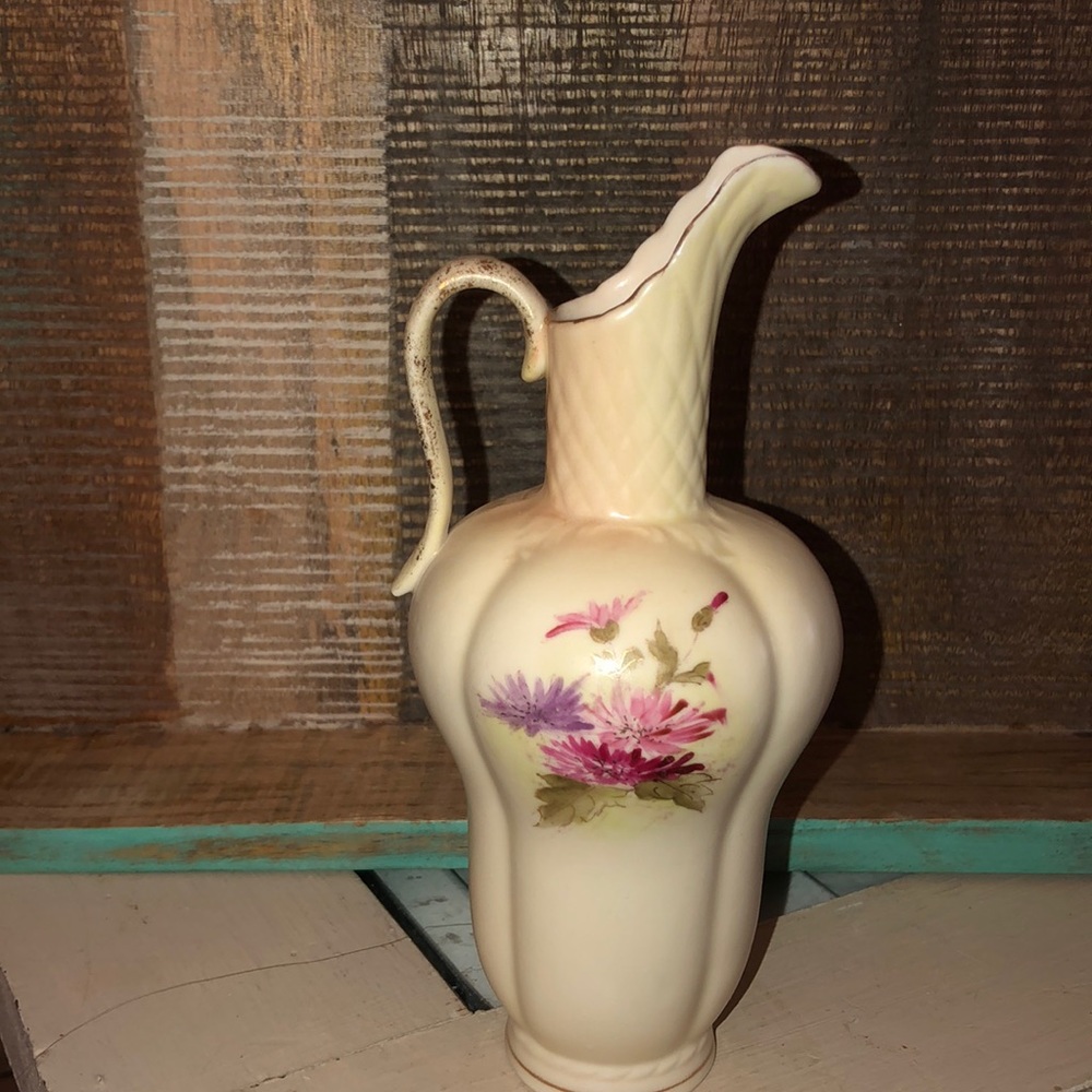 Hanpainted porcelain bisque vase